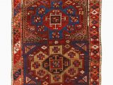 Maroon and Blue Rug Antique Yuruk Traditional Burgundy Red and Blue Wool Rug