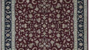 Maroon and Blue Rug oriental Hand Knotted Wool Maroon Navy Blue Ivory area Rug
