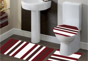 Maroon Bathroom Rug Sets 3 Pc 7 Stripe Burgundy High Quality Jacquard Bathroom