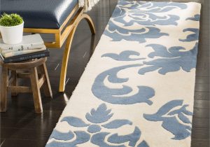 Martha Stewart Blue Rug Safavieh Martha Stewart Barcelona Floral Wool Runner Rug, Blue Suede, 2’3″ X 8′