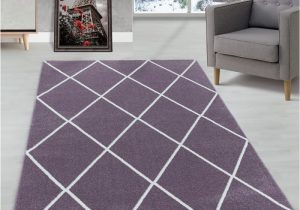 Mauve and Grey area Rugs Living Room Rug, Short Pile Rug, Design Rhombus, Modern, Lines, Plain Purple