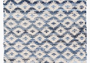 Melange Diamond Blue Woven Cotton Rug Diamond Handwoven Flatweave Ivory Blue area Rug