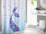 Mermaid Bath Rug Set Blue Mermaid Tail Bathroom Sets with Shower Curtain Rugs Mats Accessory – Bathroom Decorations Sets with Non Slip Rugs toilet Lid Cover Bath Mat for …