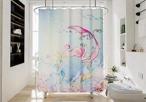 Mermaid Bath Rug Set Colokey Mermaid Shower Curtain Sets with Non-slip Rugs Bath Mat toilet Lid Cover and 12 Hooks Bath Curtain Sets Waterproof Polyester Machine Washable …