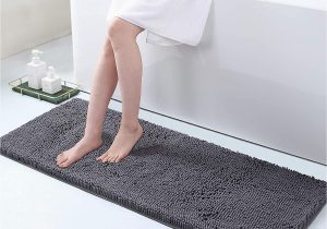 Microfiber Chenille Bath Rug Smiry Luxury Chenille Bath Mat Extra soft Absorbent Shaggy Machine Washable Non Slip Plush Carpet Runner for Bathtub Shower and Bathroom (17″ X 51″, …