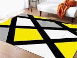 Modern area Rugs 5 X 8 Yellow Grey Large Rectangular area Rugs 5′ X 8′ Living Room, Modern White Geometric Abstract Art Black Lace Plaid Durable Non Slip Rug Carpet Floor …