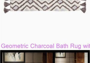 Mohawk Imperial Bath Rug Geometric Charcoal Bath Rug with Tassels 3pc Carved Stone