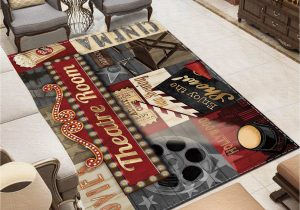 Movie theater themed area Rugs Cinema area Carpet 3x5ft Home theater Decoration Movie Room Decoration theater Logo Thick Non-slip Mat Door Mat Entrance Carpet Living Room Carpet …