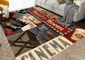 Movie theater themed area Rugs Vintage Cinema Home Movie theater Modern area Rugs soft Floor Mat Non-slip Carpets Indoor Home Decoration for Living Room Bedroom Playing Room Office …