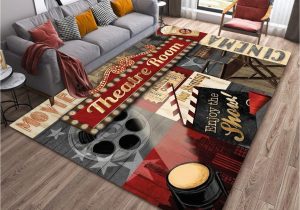 Movie theater themed area Rugs Vintage Home Movie theater Cinema Art Modern area Rugs soft Non-skid Indoor Carpet Throw Rugs Doormats Runner Rugs Luxury Fashion Home Decor for …
