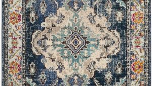 Navy and Light Blue Rug Monaco Collection 6 7" X 9 2" Rug In Navy and Light Blue