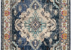 Navy and Light Blue Rug Monaco Collection 6 7" X 9 2" Rug In Navy and Light Blue