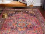 Navy and Pink area Rug Bright Boho Persian Rug Hot Pink Navy Blue Colorful area