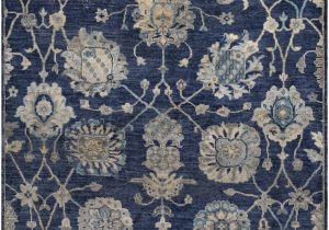 Navy and Taupe area Rug Hesston Floral Hand Knotted Navy Taupe area Rug