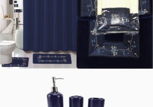 Navy Bathroom Rug Set Buy 22 Piece Bath Accessory Set Navy Blue Flower Bathroom