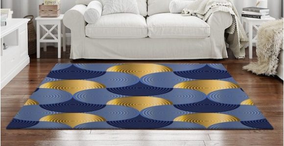 Navy Blue Accent Rug Blue and Gold Pattern Rug Navy Blue area Rug Navy Blue and – Etsy.de