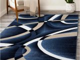 Navy Blue Accent Rug Persian area Rugs Navy Modern Abstract area Rug 4×5