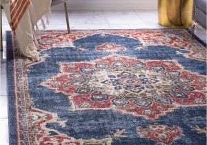 Navy Blue and Brown area Rug Dulin Persian Inspired Navy Blue area Rug