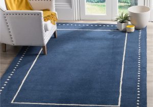 Navy Blue and Ivory area Rug Safavieh Bella Collection 8′ X 10′ Navy Blue/ivory Bel151g Handmade Dotted Border Premium Wool area Rug