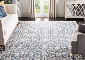 Navy Blue and Ivory area Rug Safavieh Modern & Contemporary Accent Wool Transitional Rug …