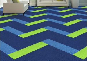 Navy Blue and Lime Green Rug Magical Tile
