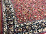 Navy Blue and Red Rug Hand Knotted Persian Rug Real Wool Allover Floral Navy Blue