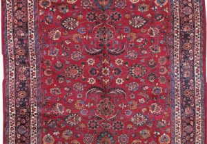 Navy Blue and Red Rug Handmade Antique Persian Mashad Red Rug In 2020 Rugs Red