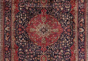 Navy Blue area Rug 7×10 Navy & Red Floral Traditional Tabriz Persian Wool area Rug