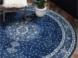 Navy Blue Circle Rug Dover Navy Blue Vintage 8 Ft Round area Rug In 2020