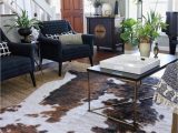 Navy Blue Cowhide Rug Fall Living Room with Navy Blue Chairs Layered Jute & Faux