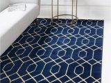 Navy Blue Fur area Rug Unique Loom Marilyn Monroe Glam Collection Textured Geometric Trellis area Rug 9 0 X 12 0 Rectangle Navy Blue Gold