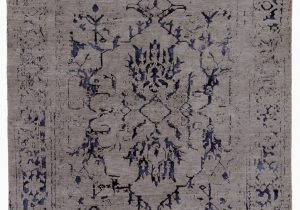 Navy Blue Grey and White area Rug Liras oriental Hand Knotted Navy Blue Gray area Rug