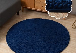 Navy Blue Round area Rug Buy Antjumper 3ft Navy Blue Round Rug, Circle Chenille Rug for …