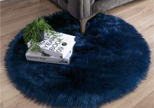 Navy Blue Round area Rug Buy ashler Faux Fur Navy Blue Round area Rug Indoor Ultra soft …