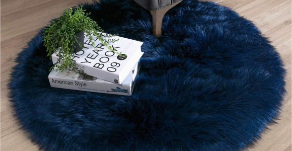 Navy Blue Round area Rug Buy ashler Faux Fur Navy Blue Round area Rug Indoor Ultra soft …