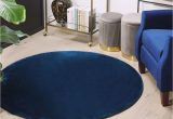 Navy Blue Round area Rug Round Viscose area Rug Ã¸ 140 Cm Navy Blue Gesi Ii Beliani.de