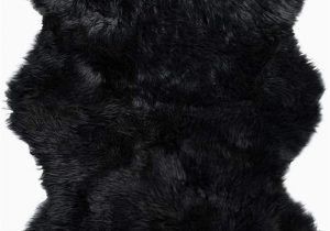 Navy Blue Sheepskin Rug Genuine Double Black Sheepskin Rug with Extra Thick Wool Medium
