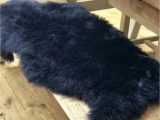 Navy Blue Sheepskin Rug Long Wool Medium Navy Sheepskin Rug