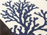 Navy Blue White Rug Coral Branch Out area Rug Navy Blue and White