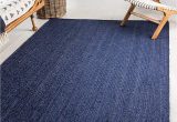 Navy Blue Woven Rug Unique Loom Braided Jute Collection Hand Woven Natural Fibers Navy Blue Dark Blue area Rug 9 0 X 12 0