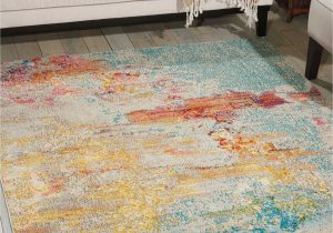 Nourison Celestial Abstract Colorful area Rug Nourison Celestial Abstract Sealife 6’7″ X 9’7″ area Rug, (7×10)