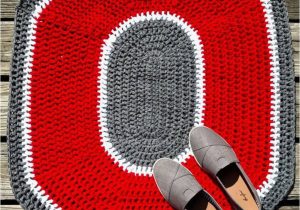 Ohio State Buckeyes area Rug Ohio State Buckeyes Rug Osu Crochet Rug Crochet Block O