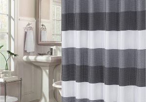 Ombre Stripe Bath Rug Dainty Home Waffle Weave Ombre Stripe Fabric Shower Curtain 70 Inch Wide X 72 Inch Long Textured Black