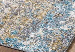 Omie Abstract Modern Turquoise area Rug Luxe Weavers Rug – Persian Rugs 6490 Abstract area Rug – Modern Design, Medium Pile, Turquoise / Size 5 X 7