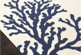 Outdoor Blue and White Rug Coral Branch Out area Rug Navy Blue and White