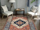 Ovid orange area Rug by Loon Peak Traditional Vintage Style with Floral area Rugs Carpet, Red, Easy to …