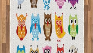 Owl area Rug for Nursery Amazon Lunarable Owl area Rug Group Of Nursery Cartoon