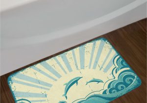 Pale Yellow Bathroom Rugs Nautical Inspirations Dolphin Bath Rug