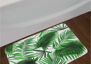 Palm Leaf Bath Rug Ambesonne Palm Leaf Bath Mat Realistic Vivid Leaves Of Palm Tree Growth Ecology Lush Botany themed Print Plush Bathroom Decor Mat with Non Slip