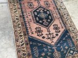 Peach and Blue Persian Rug No 0080 Blue Pale Pink Small Antique Hamadan Rug 5 7 X 3 4